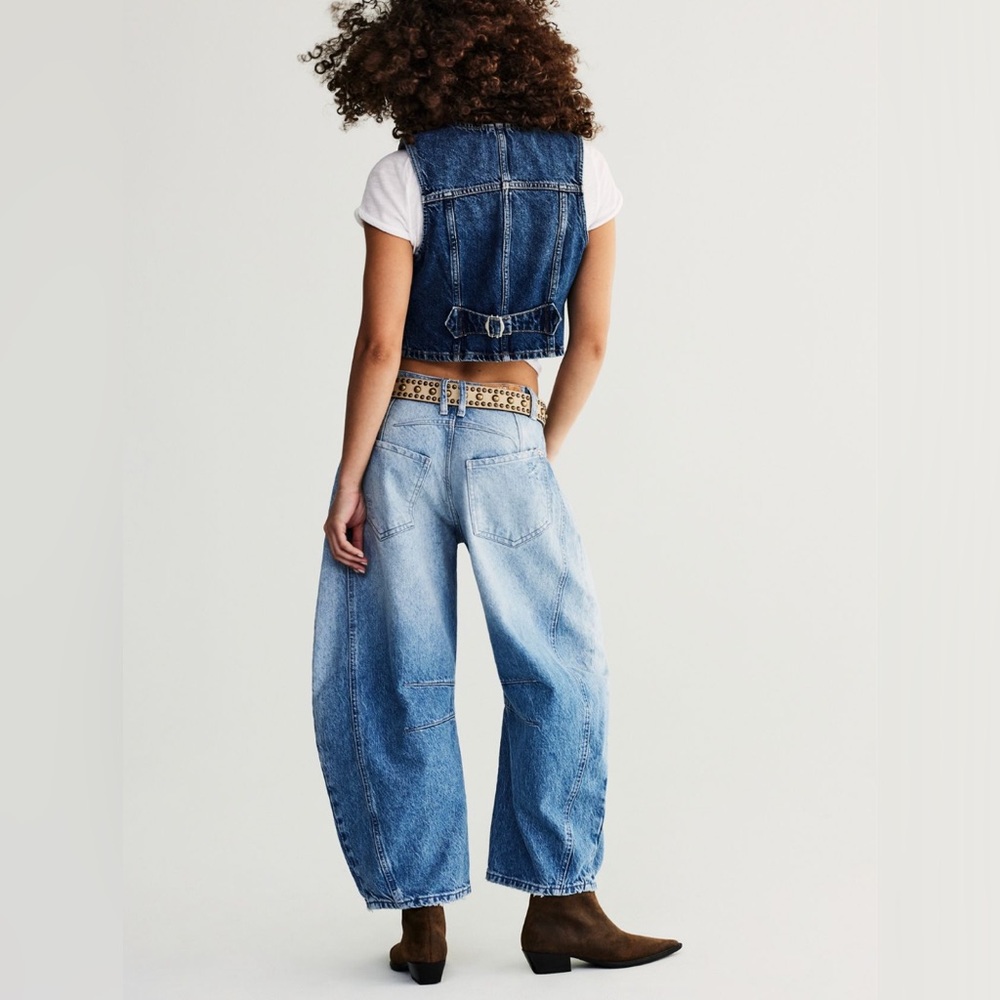 FREE PEOPLE MidRise GOOD LUCK Barrel Jeans NWT - Picture 4 of 5